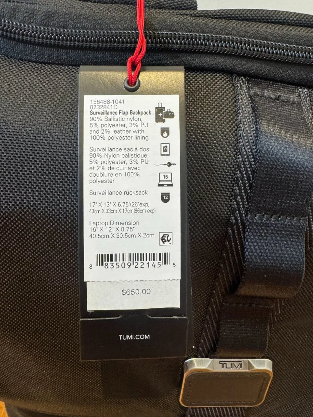 NWT Tumi Alpha Bravo Surveillance Flap Backpack
